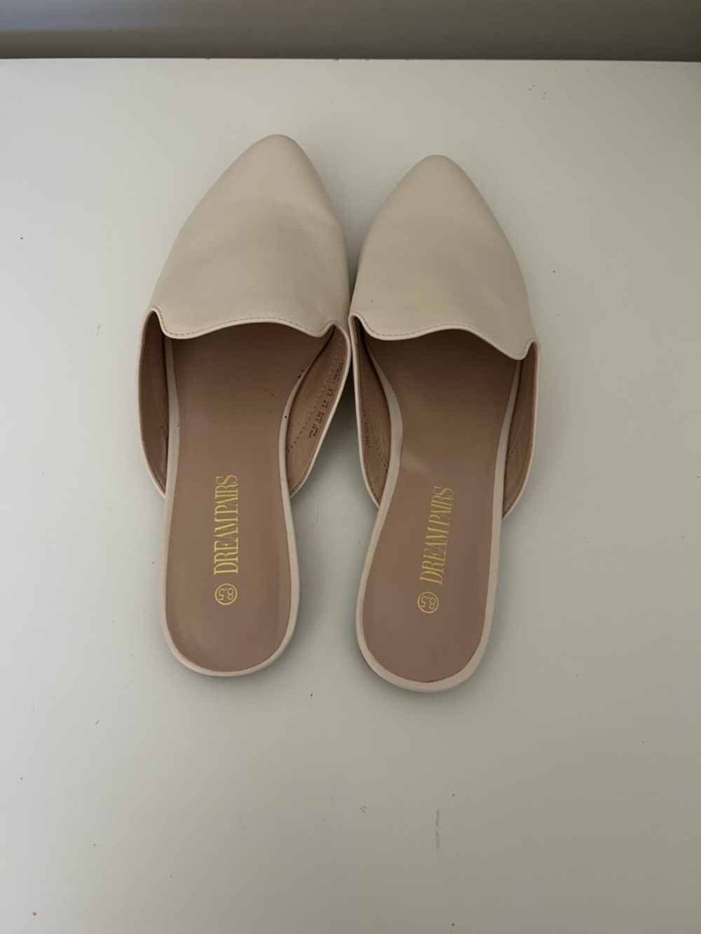 Dream Pairs Cream Pointed Slip-On Mules